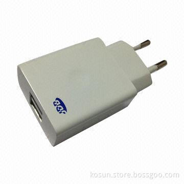 Dual USB Mobile Phone Charger, 5V/2.1A, CE/RoHS